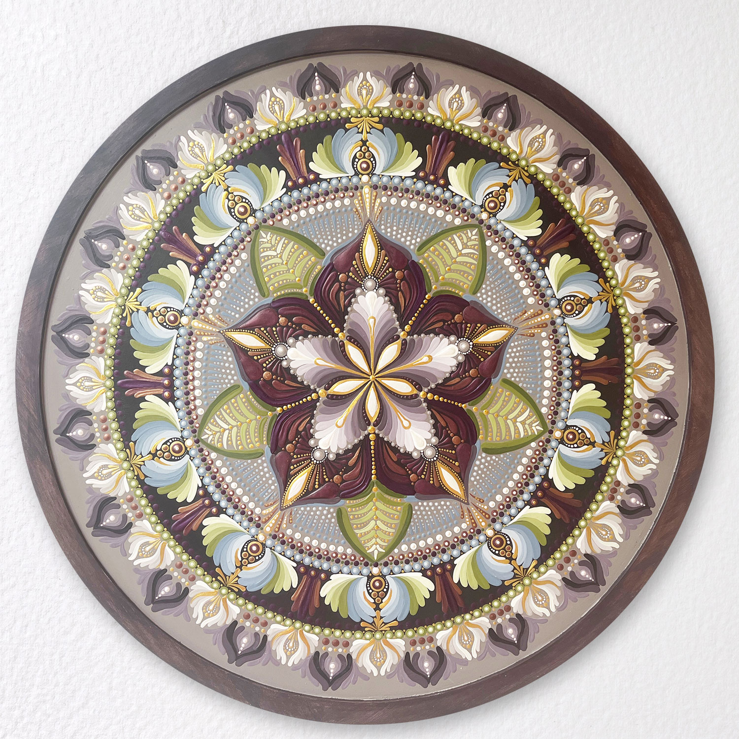 Large dot mandala painting by artist Rachel Keough